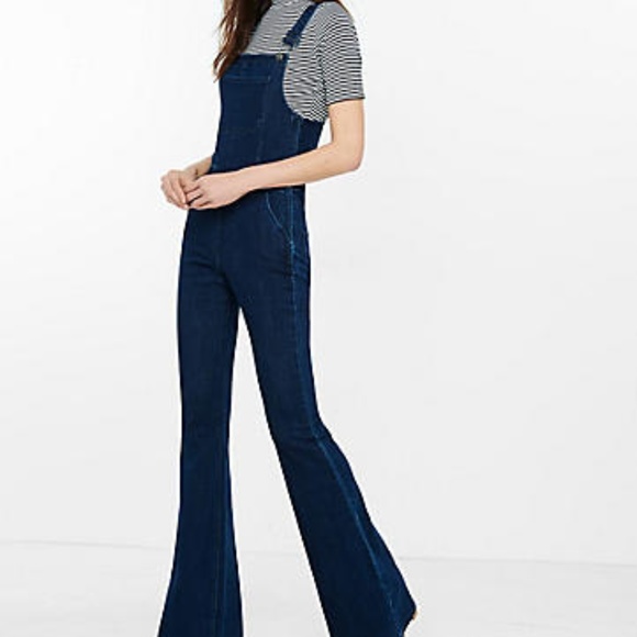 flare leg denim overalls